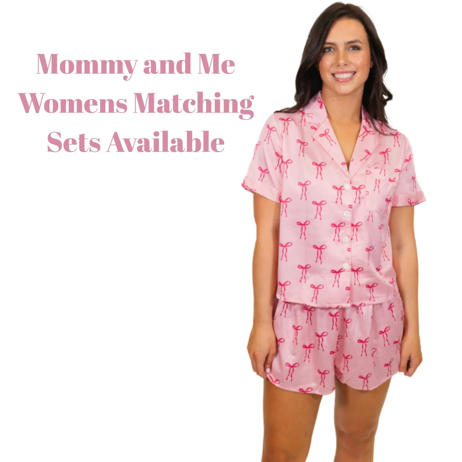 Jane Marie Girls Pink Tied with a Bow Satin Pajama Short Set