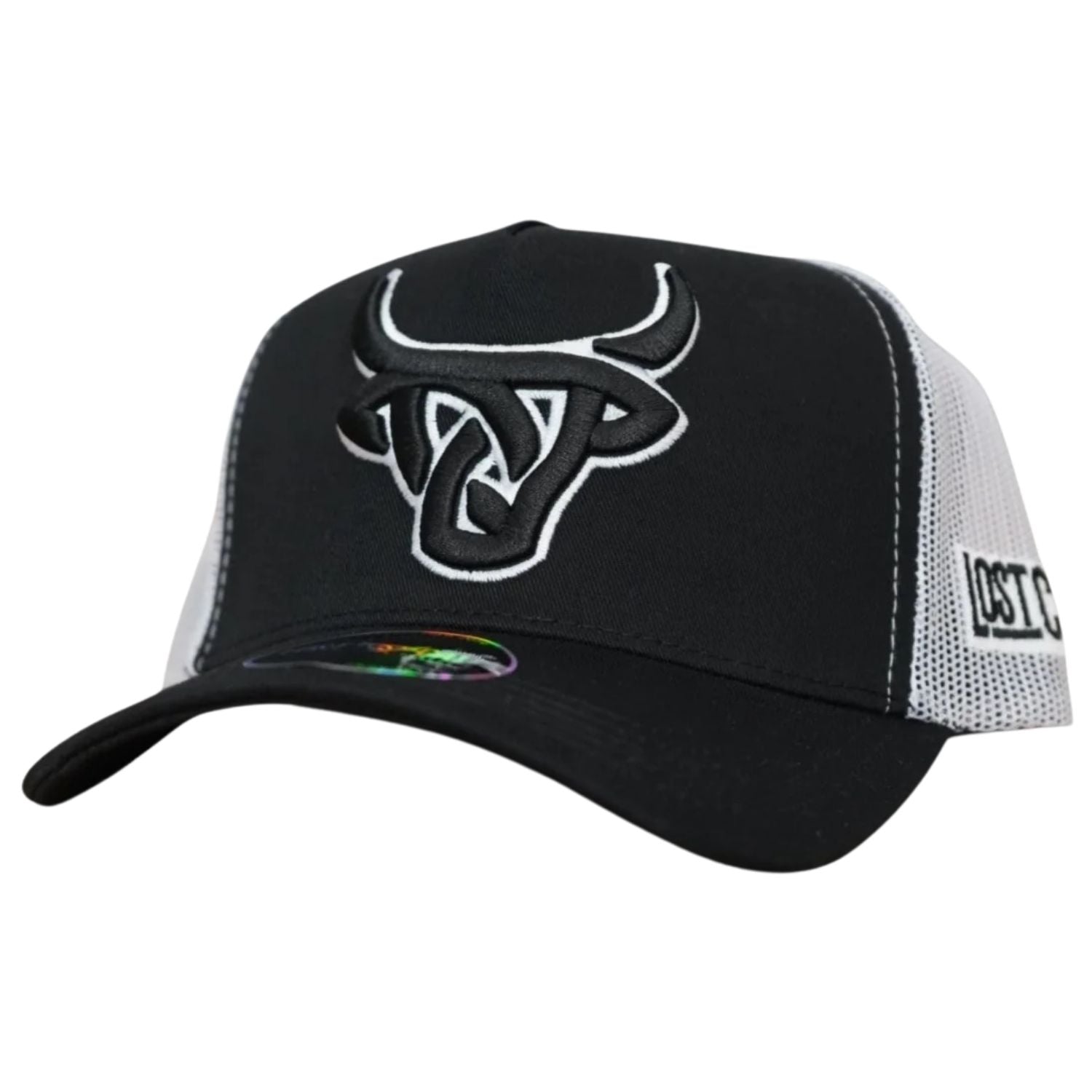 Lost Calf Mens Zika A-Frame Adjustable Snapback Cap Hat- Black/White