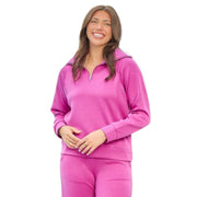 Dear Scarlett Womens Hamptons Long Sleeve Travel Top, Magenta