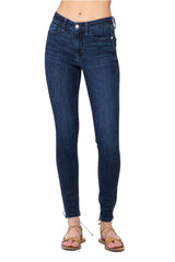 Judy Blue Womens Mid Rise Classic Crinkle Ankle Detail Skinny Jeans