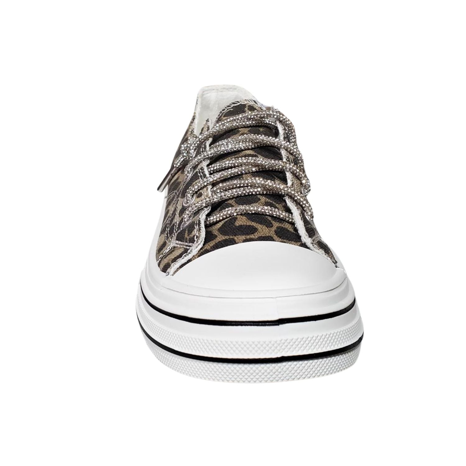 Very G Womens Aman Prints Lace Up Canvas Sneaker, Tan Leopard