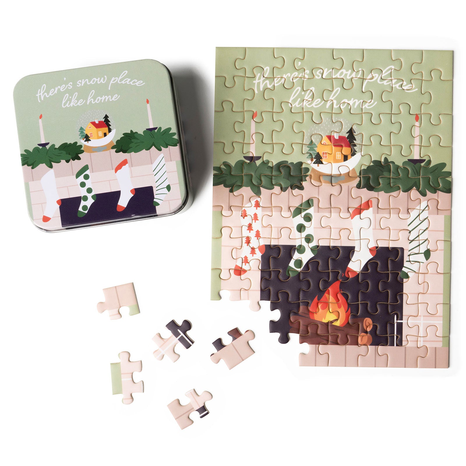 Jolly Jigsaw Christmas Holiday 80 Piece Mini Puzzles With Matching Tin