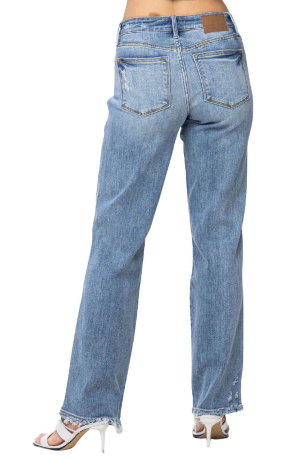 Judy Blue Womens Mid Rise Cell Phone Pocket Dad Jeans