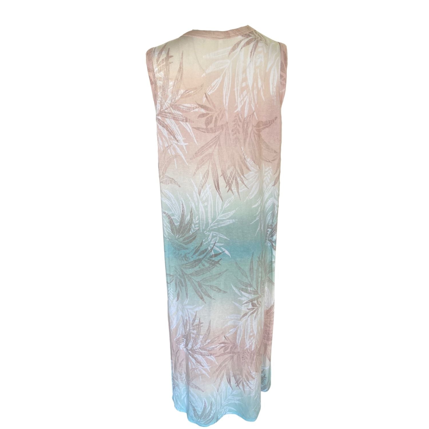 Now N Forever Womens Sleveless Full Length Split-hem Palm Print Dress