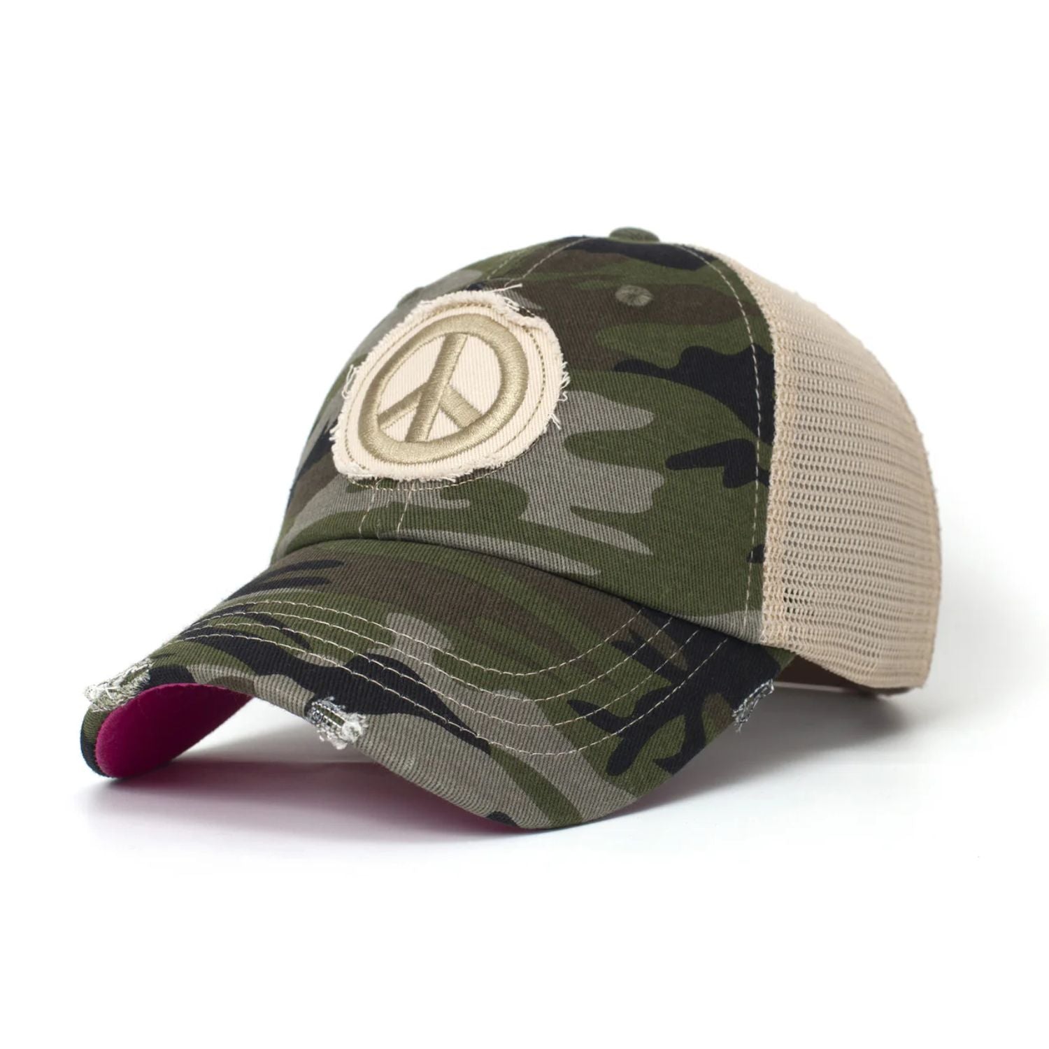 Shady Lady Womens Peaceful Lady Camo Trucker Hat Adjustable Snapback