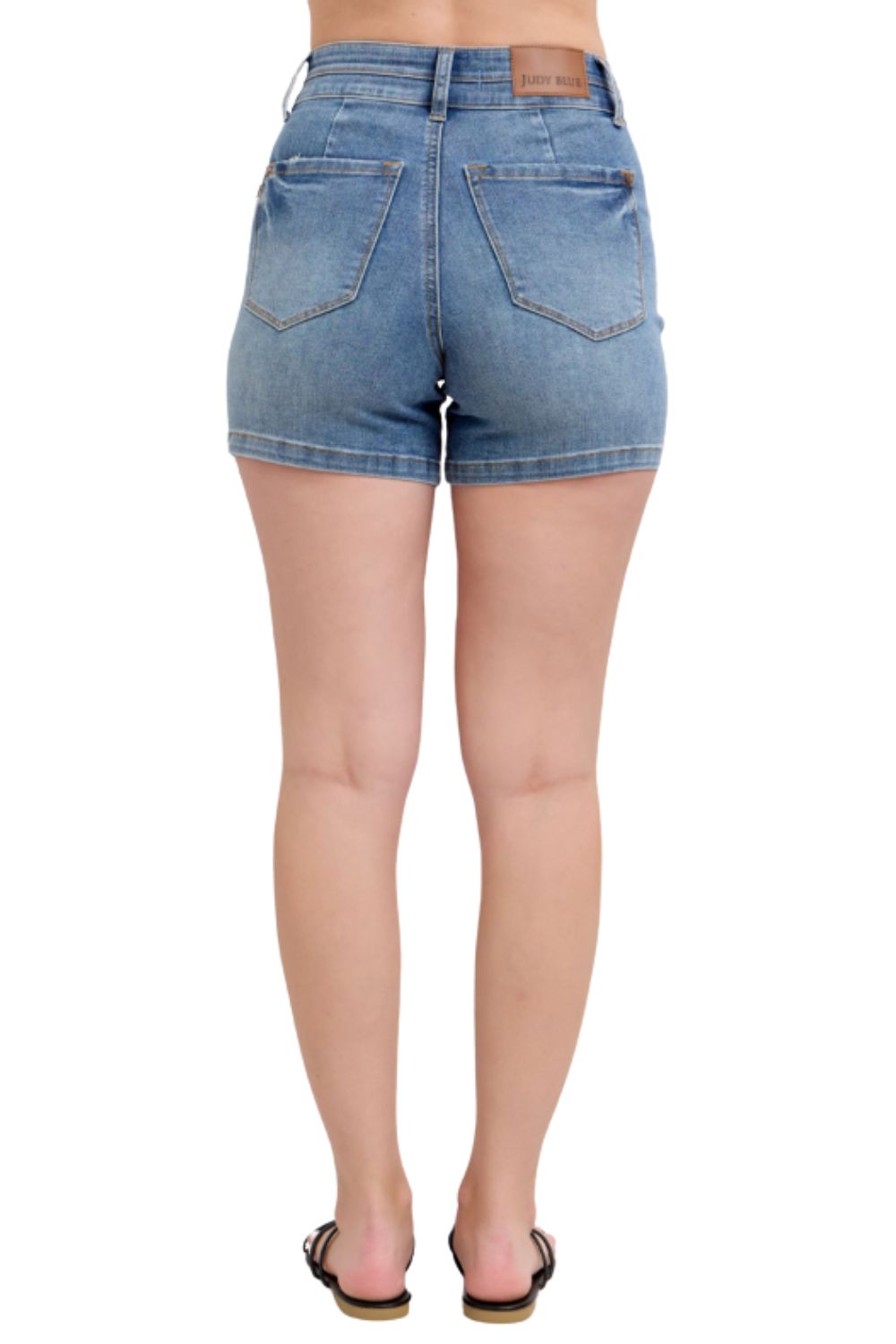 Judy Blue Womens Tummy Control High Waist Double Waistband Denim Shorts