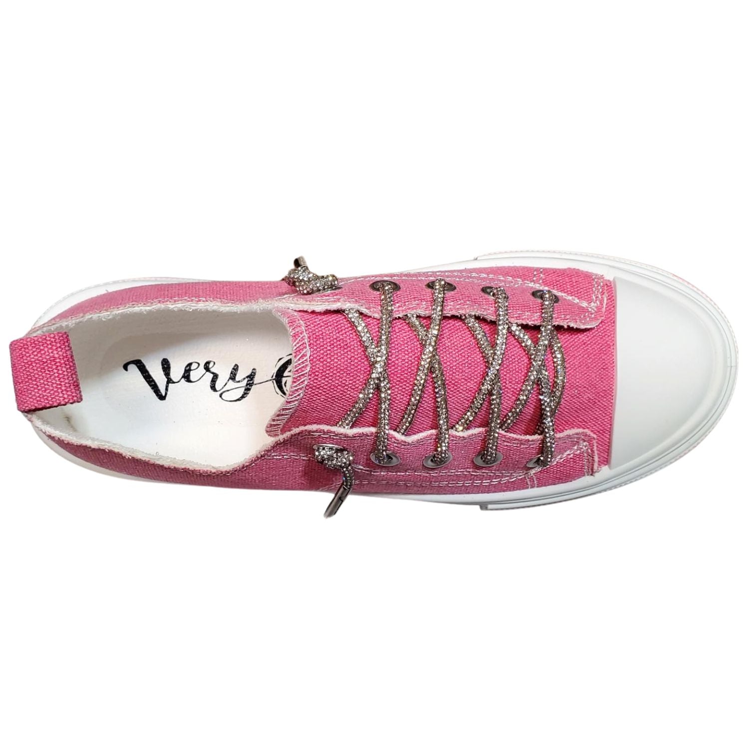 Very G Womens Aman Sparkle Lace Up Canvas Sneaker, Pink