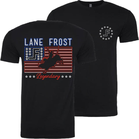 Lane Frost Unisex Neon Patriot Short Sleeve T-Shirt, Black