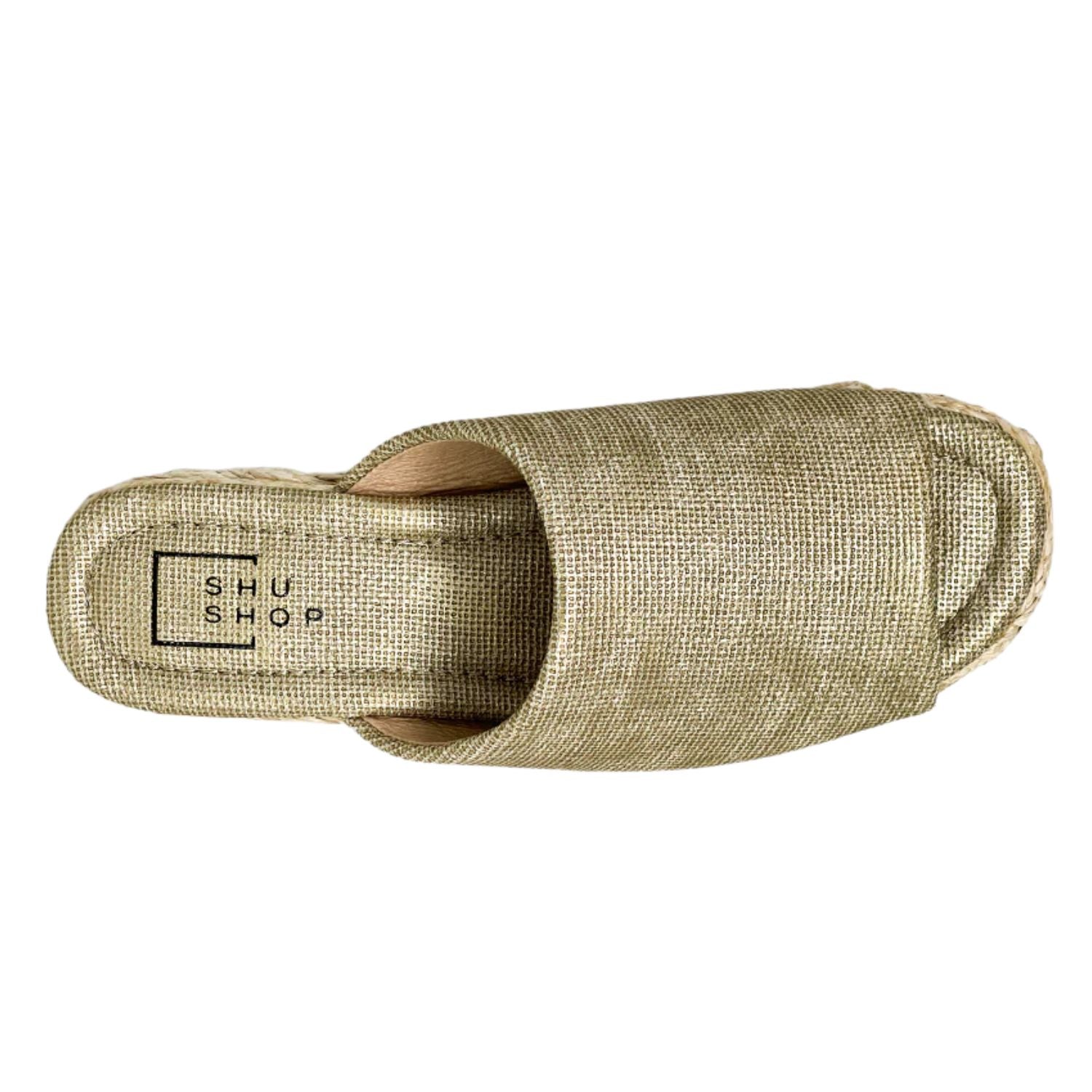 Shu Shop Womens Lizzie Espadrille Casual Wedge Sandals, Gold Woven