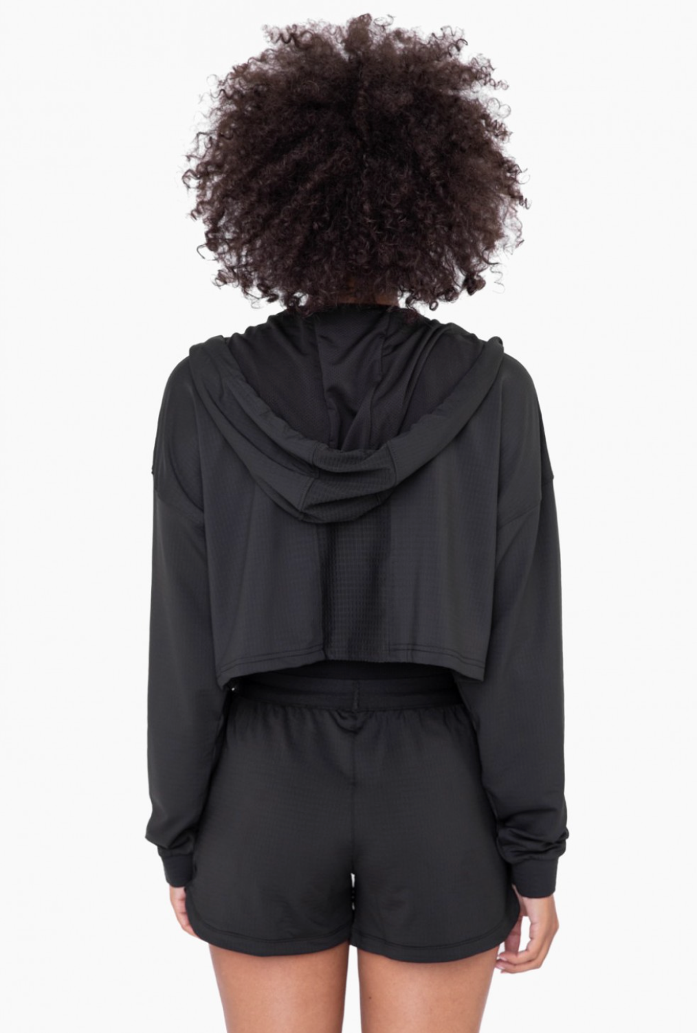 Mono B Active Cropped Jacket with Textured Interior, Black