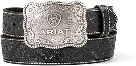 Ariat Men's Roller Buckle Triple Stitch Basic Leather Belt