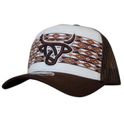 Lost Calf Mens Koda A-Frame Adjustable Snapback Cap Hat (White/Brown)
