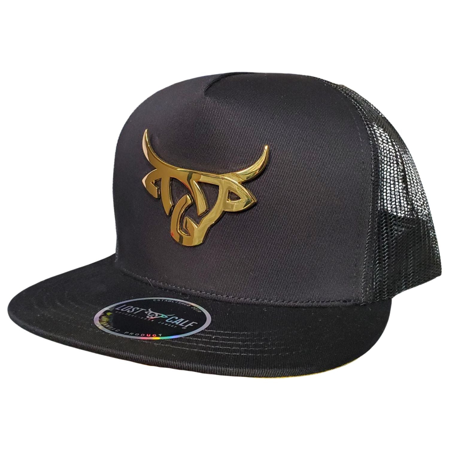 Lost Calf Mens Iron Gold Flat Bill Adjustable Snapback Cap Hat