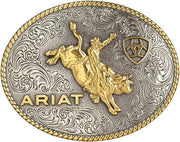 Ariat Mens Oval Rope Edge Bull Rider Motif Belt Buckle