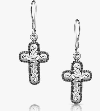 Montana Silversmiths Earrings Womens World of Faith Cross