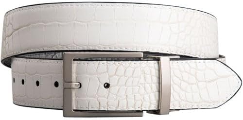 Greg Norman Mens Reversible Croco Print Leather Golf Belt