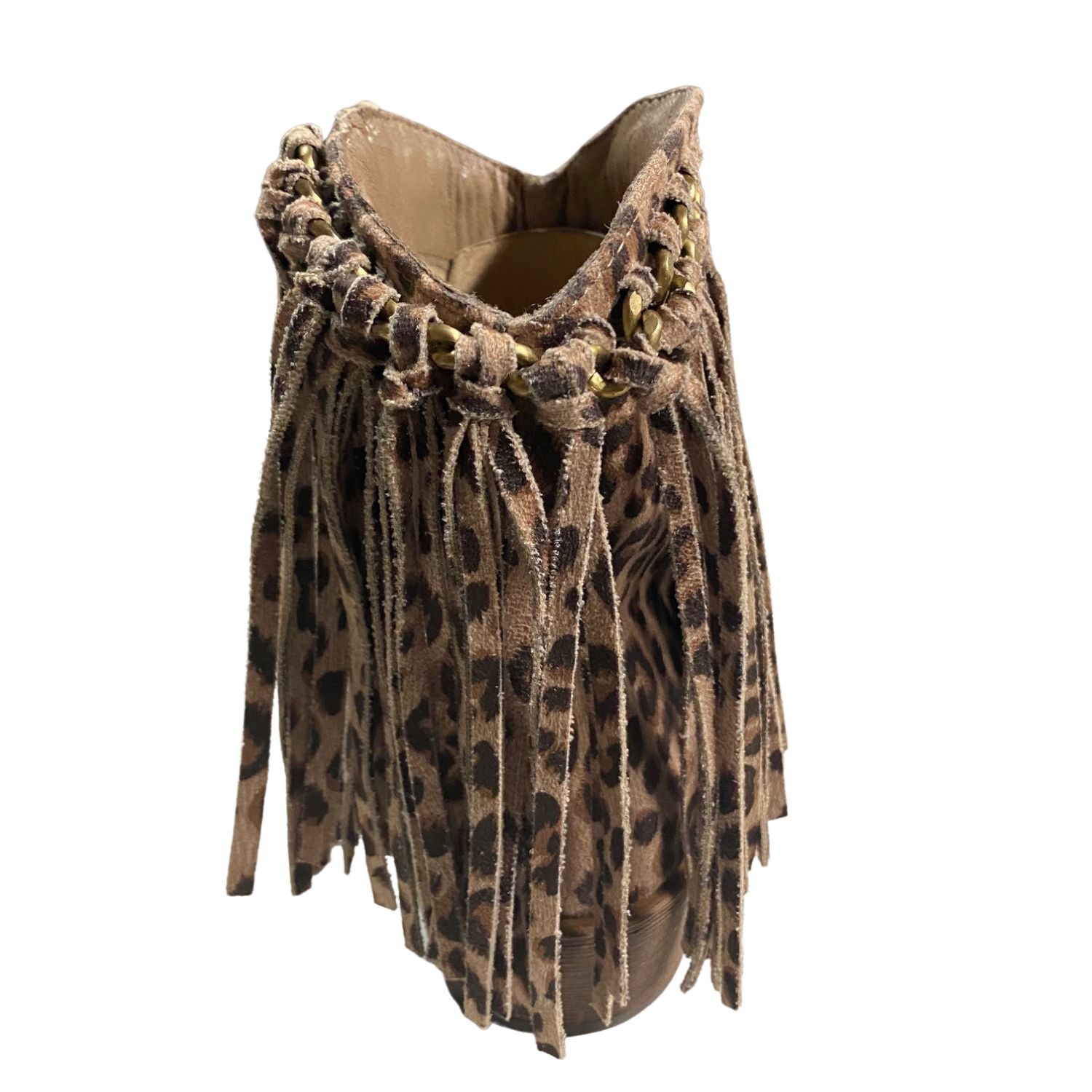Very G Womens Juno Slip On Fringed Western Ankle Bootie