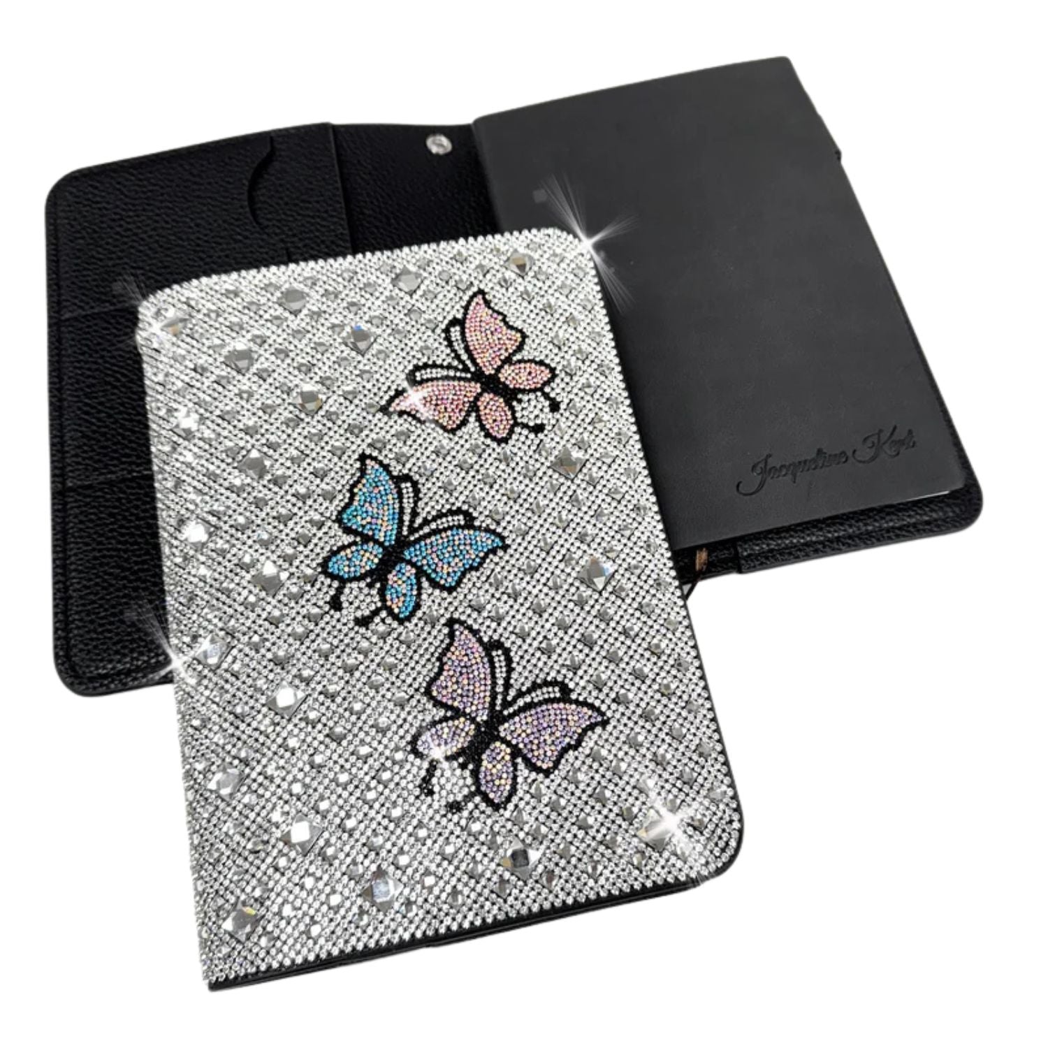 Jacqueline Kent Silver Multi Butterfly Crystal Embellished Notebook