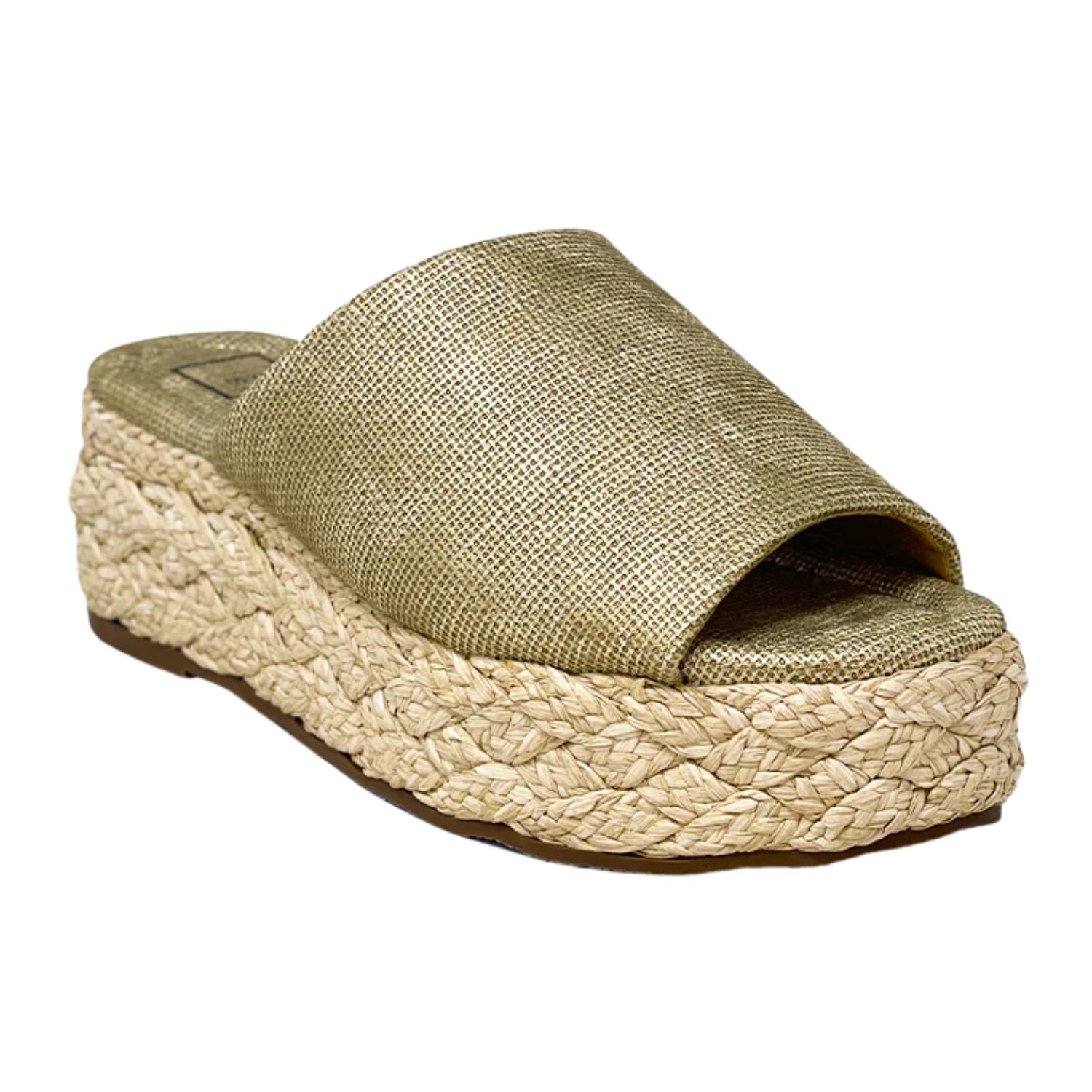 Shu Shop Womens Lizzie Espadrille Casual Wedge Sandals, Gold Woven