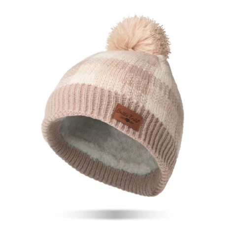 Britt's Knits Womens Sweater Weather Plaid Pom Beanie Hat