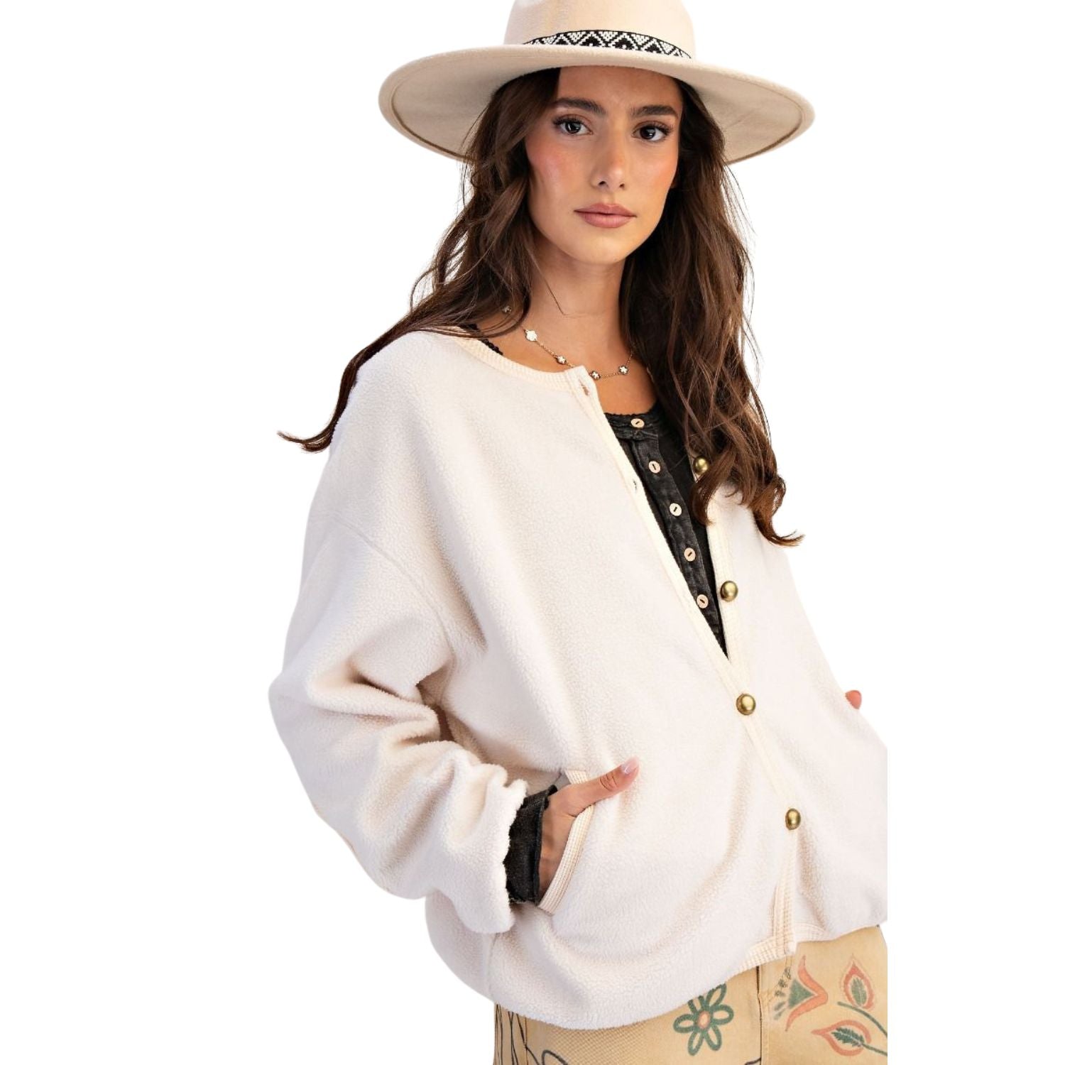 Easel Womens Soft Wash Fleece Jacket