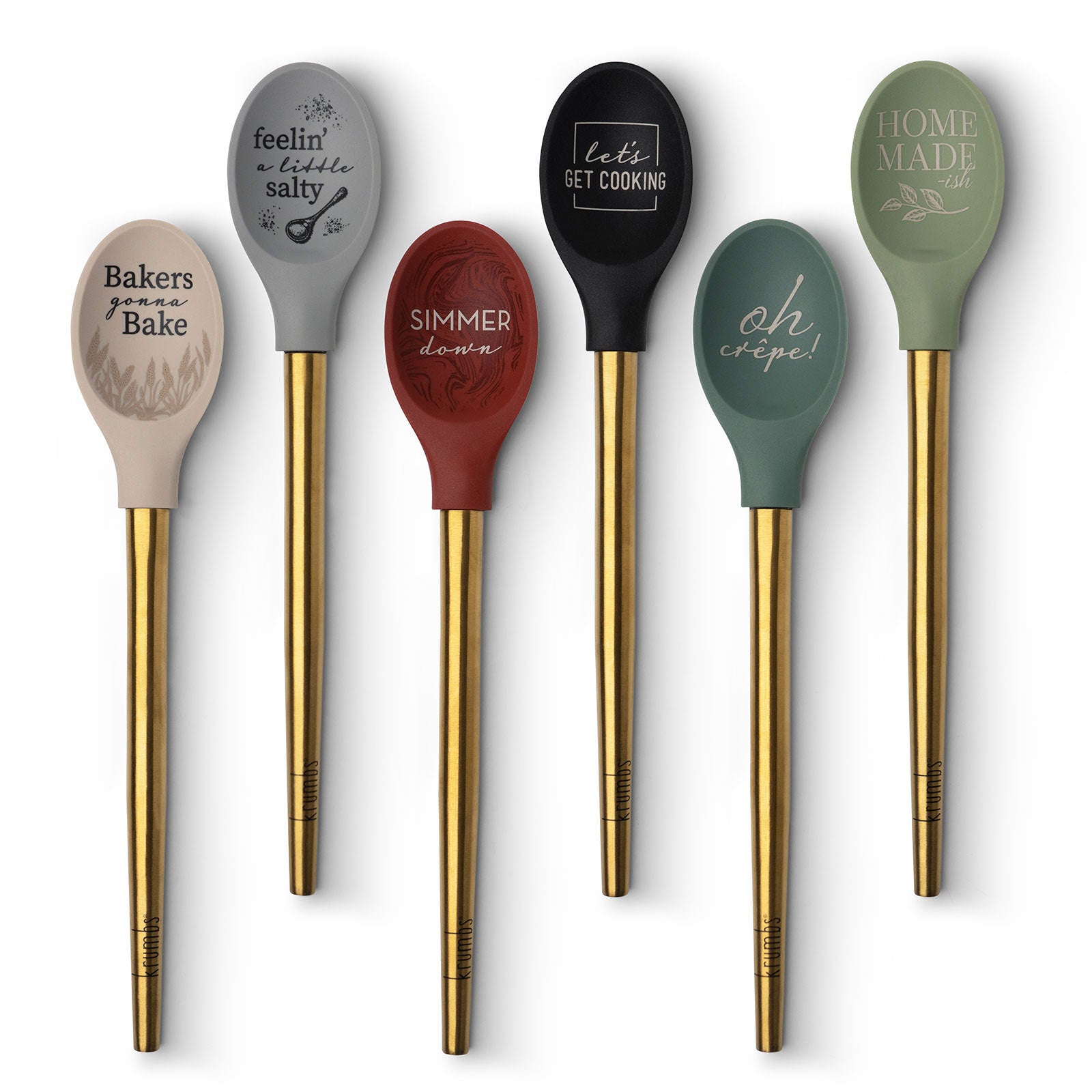 Krumbs Kitchen Elements Collection Silicone Spoon, with Metallic Gold Handle