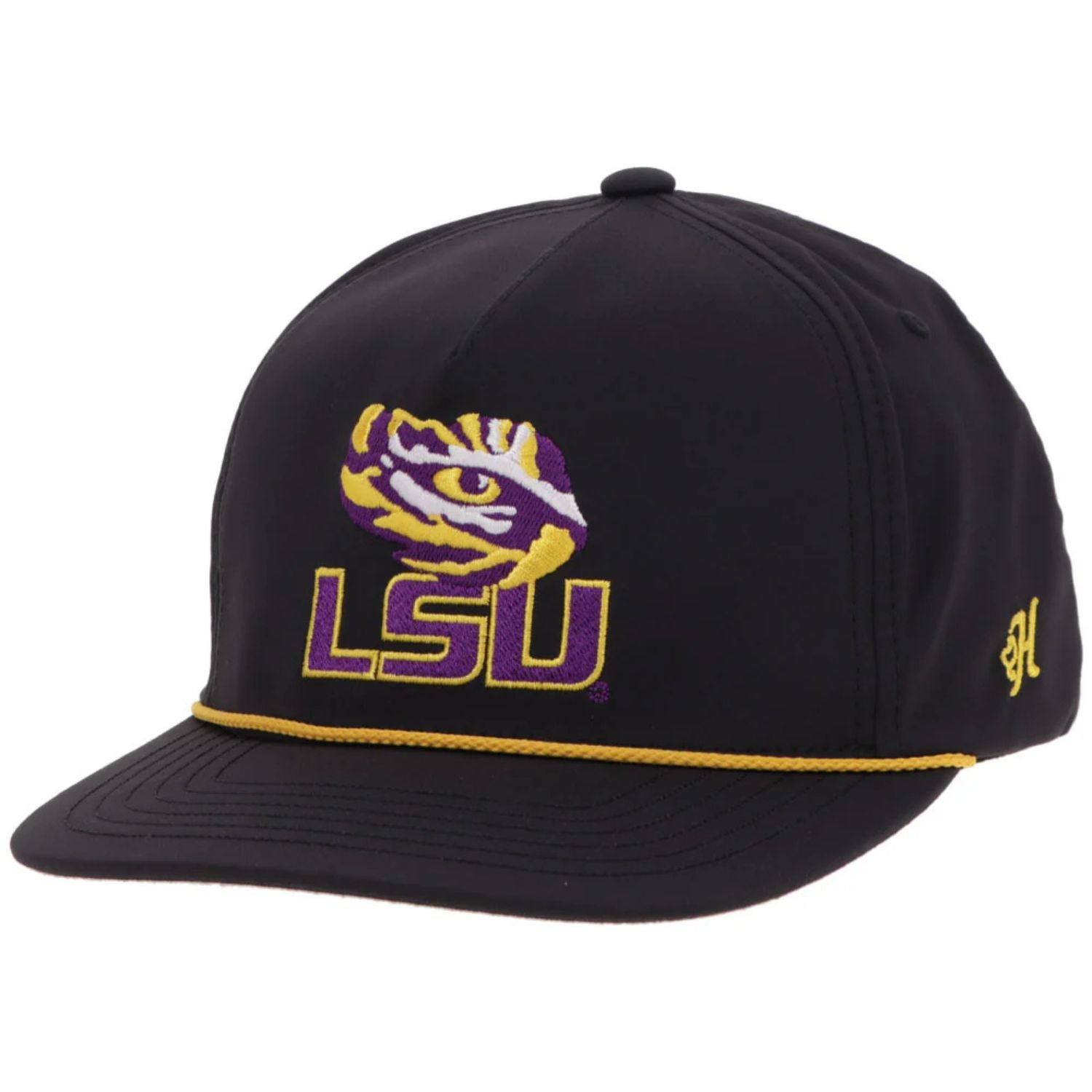 Hooey Mens Louisiana State Logo Adjustable Snapback Cap Hat, Black