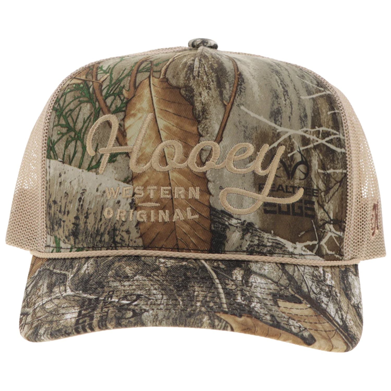 Hooey Mens OG Logo Adjustable Snapback Cap Hat, RealTree Edge Camo/ Tan