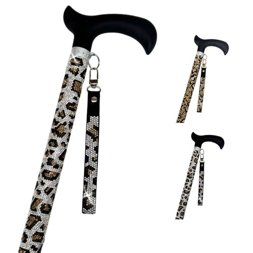 Jacqueline Kent Wild Leopard Lux Collection Adjustable Aluminum Crystal Cane