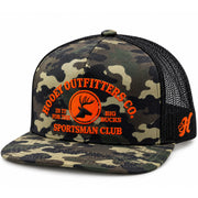 Hooey Men's Sportsman Club Camo Trucker Snapback Hat, Black/Orange
