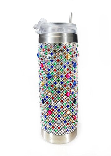 Jacqueline Kent Rhinestone 20oz Bling Tumbler with Clear Lid, Straw and Gift Bag