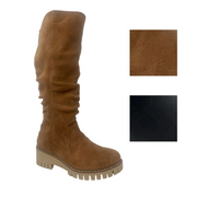 Very G Womens Dashing Tall Round Toe Slouchy Suede Knee High Fashion Boots