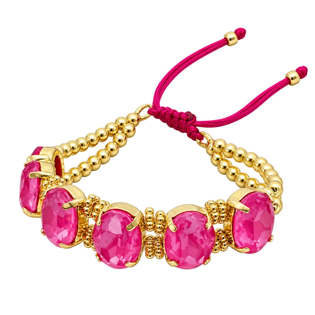 Olive & Brown 18K Gold-Plated Bead & Crystal Adjustable Bracelet