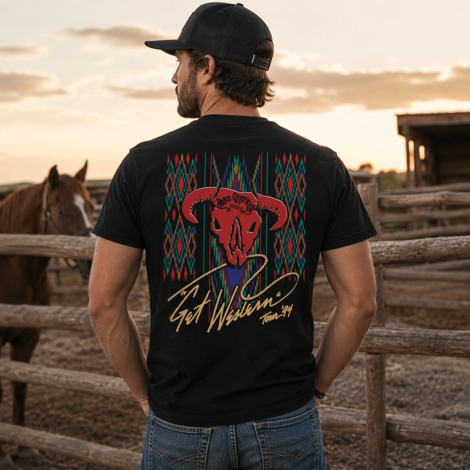 Hooey "Get Western" Bad Company Men's Black Logo Graphic T-Shirt