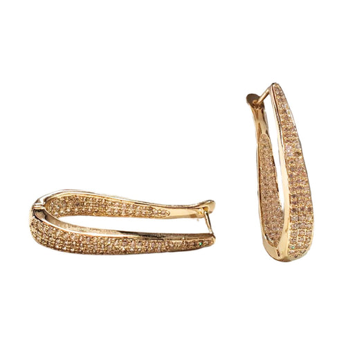 Jacqueline Kent Pave Drop Hoop Earring, Gold