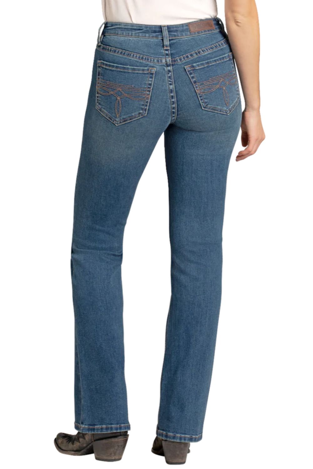 Rock & Roll Denim Womens Mid Rise Boot Stitch Bootcut Jeans