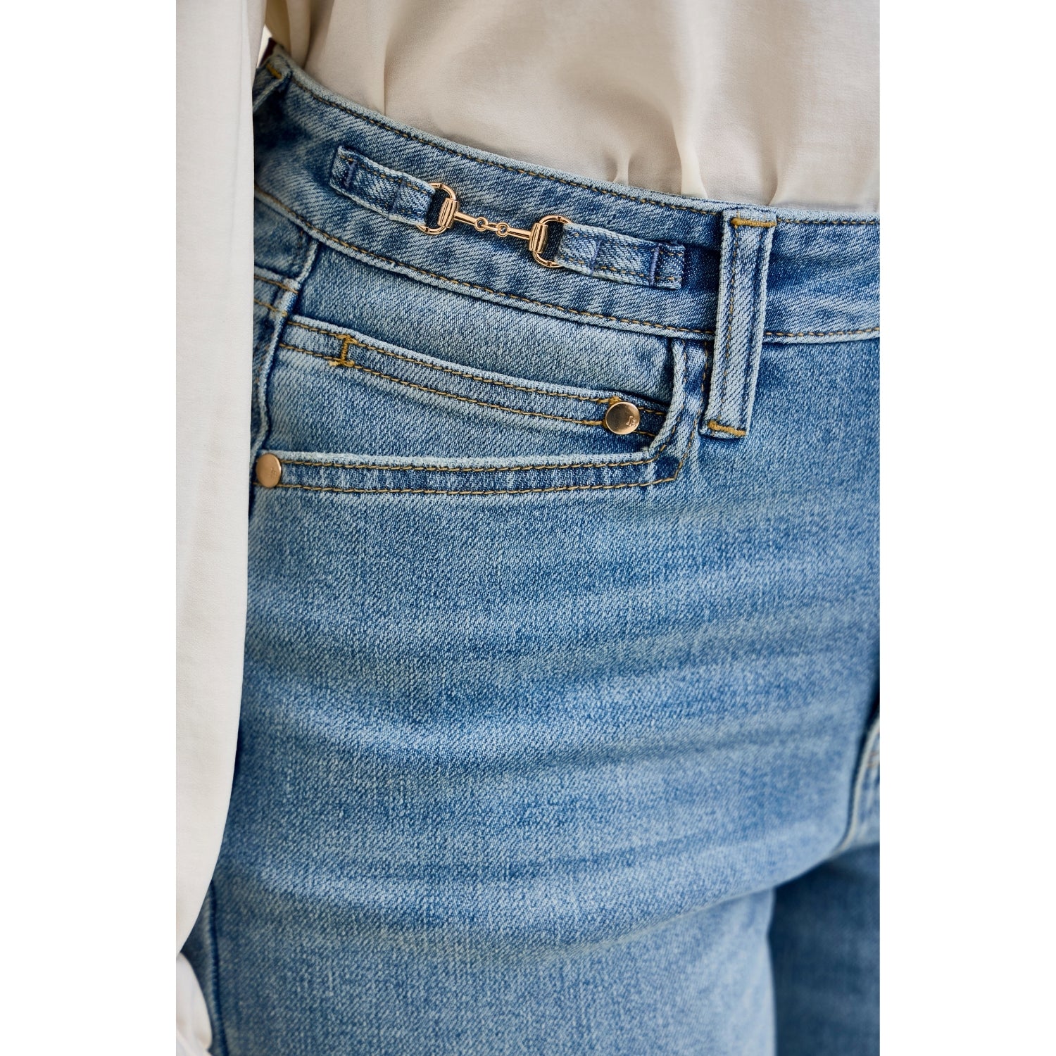 Judy Blue Angelina Women's High Rise Jeans with Harness Trim, Crisp Blue
