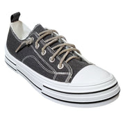 Very G Womens Aman Sparkle Lace Up Canvas Sneaker, Black