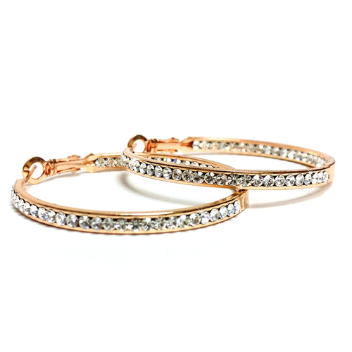 Jacqueline Kent Inside Out Chaparral Crystal Hoop Earrings (Rose Gold, 40MM)