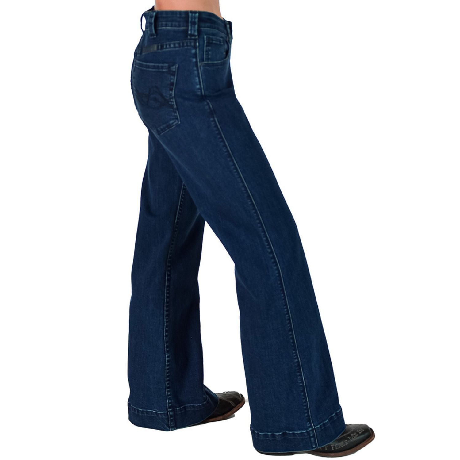 Cowgirl Tuff Womens High Waist Dark Wide Leg Trouser Jeans