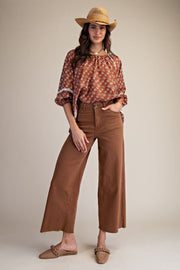 Easel Womens Soft Stretch High Waisted Wide Leg Twill Pants