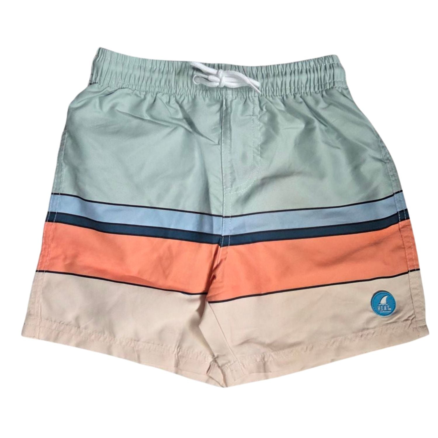 Heat Swimwear Toddler Boys Tie Front Swim Trunk Board Shorts, Aqua Stripes