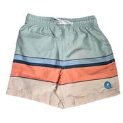 Heat Swimwear Toddler Boys Tie Front Swim Trunk Board Shorts, Aqua Stripes