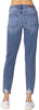 Judy Blue Mid Rise Denim Patch Destroyed Relaxed Jeans