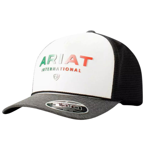 Ariat Mens Richardson 112 Southwestern Logo Snapback Cap Hat (Black/White)