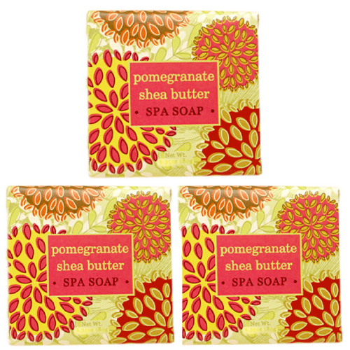 Greenwich Bay Trading Co. Shea Butter, Botanic 1.9oz Soaps, Pomegranate, 3 Pack
