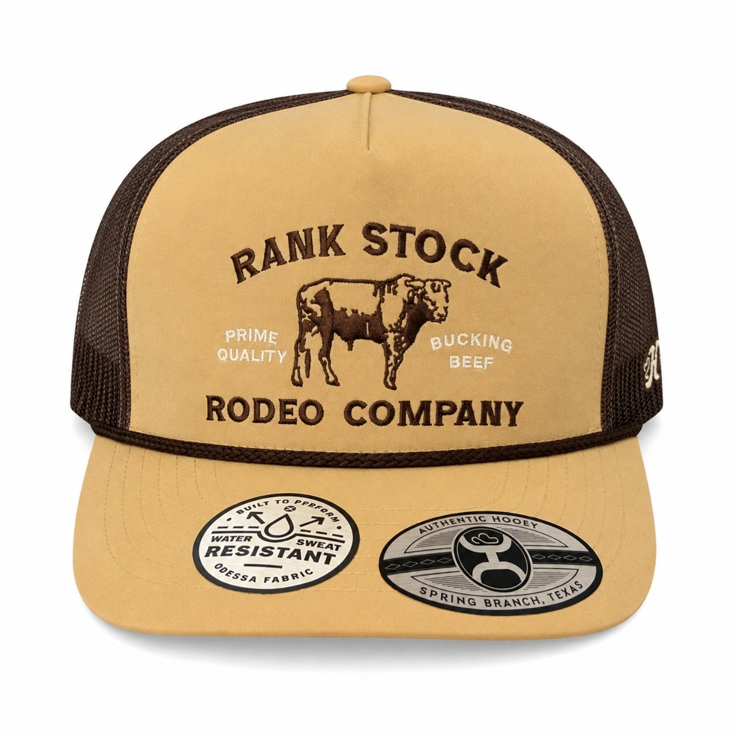Hooey Men's Rank Stock Rodeo Company Trucker Snapback Hat, Tan/Brown