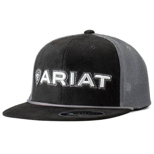 Ariat Mens Shield Logo Adjustable Snapback Mesh Cap Hat (Black/Grey)