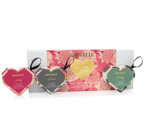 Spongelle "For My Mom" Gift Set, Heart Shaped Body Wash Infused Buffers, Set 1