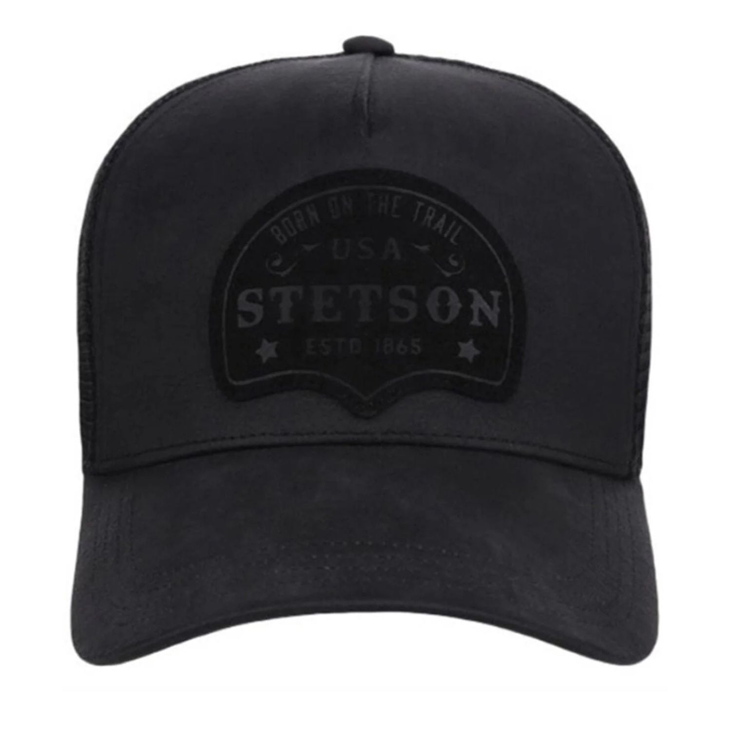 Stetson Oiled Twill Adjustable Snapback Trucker Cap Hat, Black
